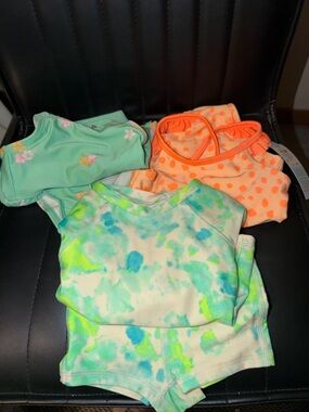 Cat & Jack Girls' Swim Set - Aqua Mint, Coral